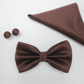 BROWN TEXTURED BOW TIE SET